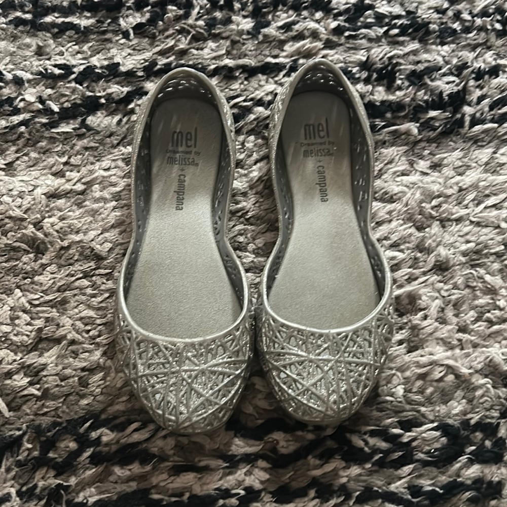 Mini Melissa silver shoes size 12